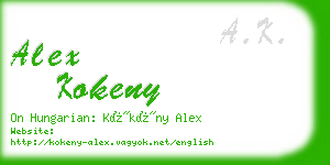 alex kokeny business card